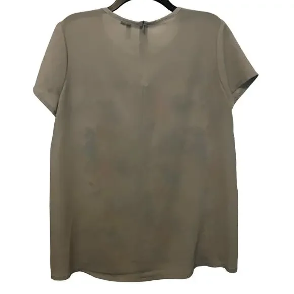 Kut from the Kloth Floral Blouse Gray Short Sleeve Medium - Picture 4 of 6